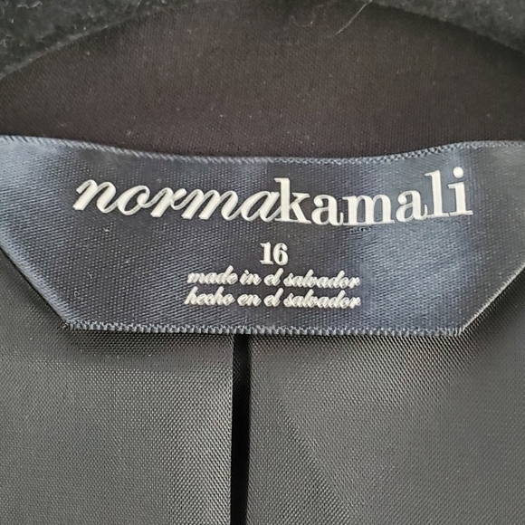 Norma Kamali Lined Black Blazer Size 16 One Button Jacket Academia Career Fall - Picture 14 of 15